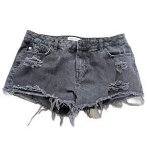 Tailor Vintage Distressed Black Denim Shorts Size 13